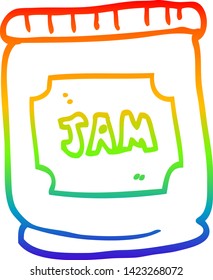 rainbow gradient line drawing of a cartoon jam pot