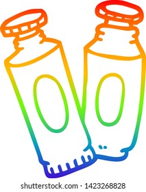 rainbow gradient line drawing of a cartoon paint tubes