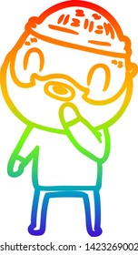 rainbow gradient line drawing of a cartoon bearded man