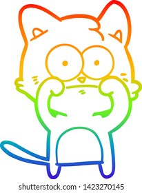 Regenbogengradientenzeichnung einer Cartoon Nervenkatze