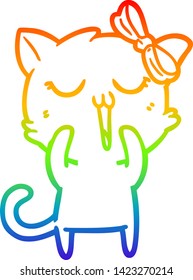 Regenbogengradientenzeichnung einer Cartoon Katze