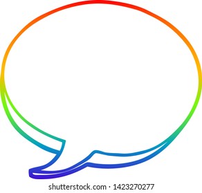 dibujo de línea de degradado de arco iris de una burbuja de expresión de caricatura