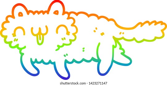 rainbow gradient line drawing of a cartoon cat