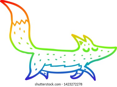 rainbow gradient line drawing of a cartoon wolf
