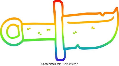 Regenbogengradientenzeichnung eines Cartoon-Daggers