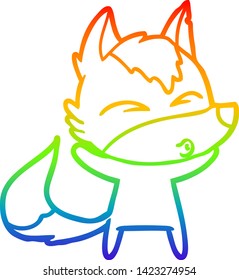 dibujo de una línea degradada de un lobo de dibujos animados