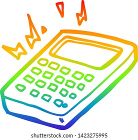 rainbow gradient line drawing of a cartoon calculator
