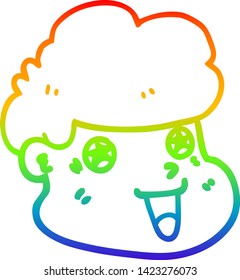 dibujo de la línea de gradiente del arcoiris de la cara de un niño de dibujos animados