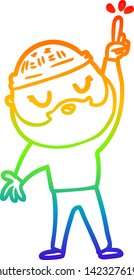 rainbow gradient line drawing of a cartoon man with beard