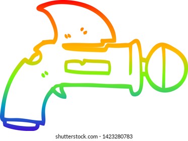 dibujo de la línea de gradiente del arco iris de una pistola de rayos de dibujos animados