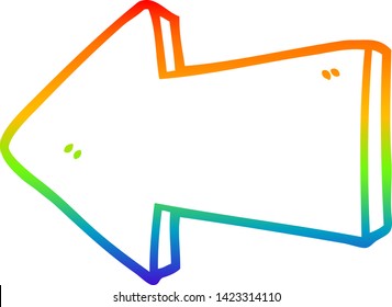 rainbow gradient line drawing of a cartoon pointing arrow