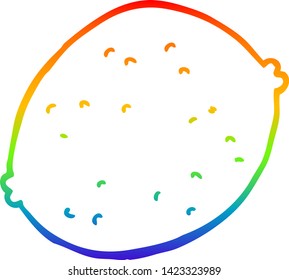 rainbow gradient line drawing of a cartoon lemon