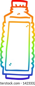 rainbow gradient line drawing of a cartoon water bottle