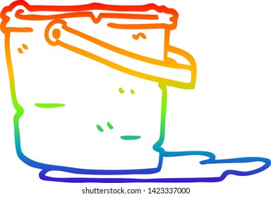 rainbow gradient line drawing of a cartoon bucket