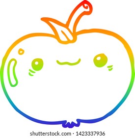 rainbow gradient line drawing of a cartoon apple