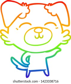 dibujo de línea de gradiente de arco iris de un perro caricaturista