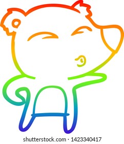 dibujo de una caricatura que explica el oso polar en la línea de gradiente arco iris