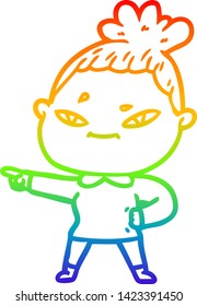 dibujo de una mujer de dibujos animados con gradiente de arco iris