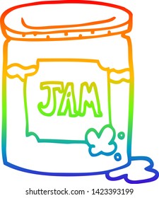 dibujo de la línea de gradiente del arco iris de una olla de mermelada de dibujos animados