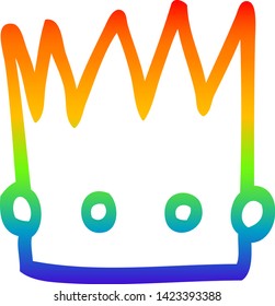 rainbow gradient line drawing of a cartoon crown