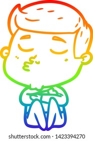 rainbow gradient line drawing of a cartoon model guy pouting