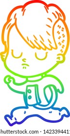 rainbow gradient line drawing of a cartoon woman