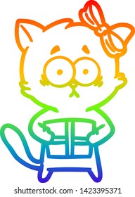 Regenbogengradientenzeichnung einer Cartoon Katze