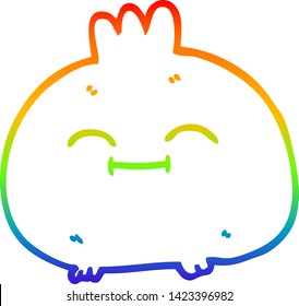 dibujo de la línea de gradiente de arcoiris de una huerta de raíz feliz de dibujos animados