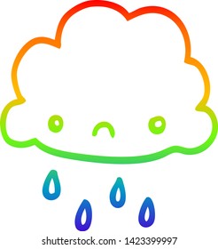 rainbow gradient line drawing of a cartoon storm cloud