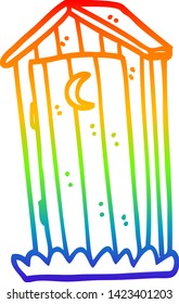 rainbow gradient line drawing of a cartoon old outdoor toilet
