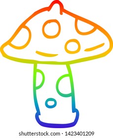 dibujo de la línea de gradiente del arcoiris de una seta de dibujos animados
