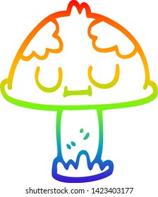 rainbow gradient line drawing of a cartoon cute mushroom