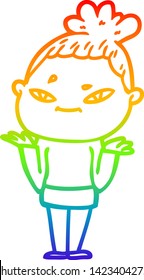 rainbow gradient line drawing of a cartoon woman