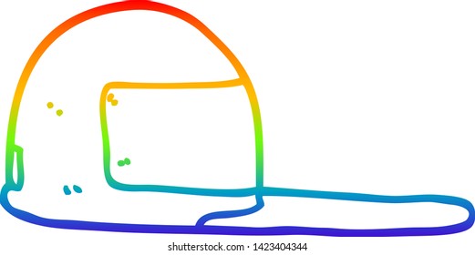 rainbow gradient line drawing of a cartoon baseball cap