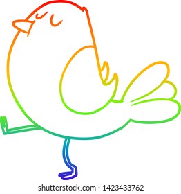rainbow gradient line drawing of a cartoon bird