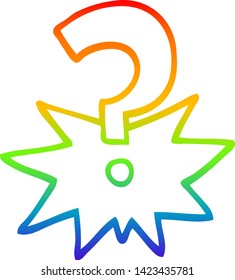 rainbow gradient line drawing of a cartoon question mark