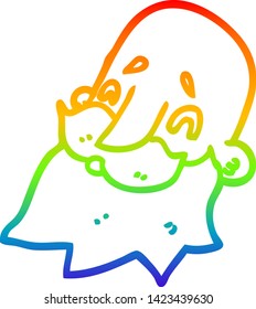 rainbow gradient line drawing of a cartoon man with beard