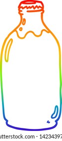 rainbow gradient line drawing of a cartoon milk bottle