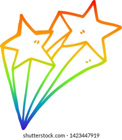 rainbow gradient line drawing of a cartoon stars