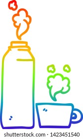 Regenbogengradientenzeichnung eines Cartoon Hot-Drink-Flaschenbrots