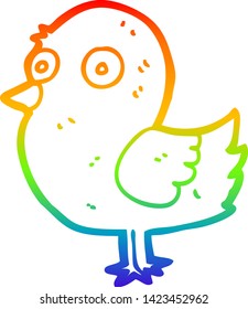 dibujo de línea de gradiente de arco iris de un pájaro de dibujos animados