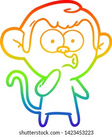 desenho de linha de gradiente do arco-íris de um macaco voador de desenhos animados
