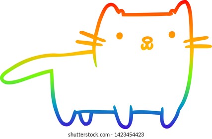 rainbow gradient line drawing of a Cartoon cat