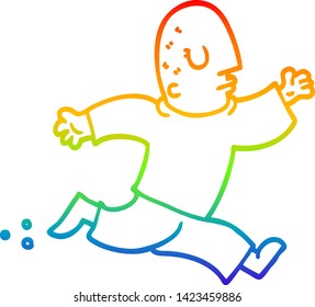 dibujo de una línea de gradiente de arco iris de un hombre de dibujos animados corriendo