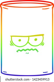 rainbow gradient line drawing of a cartoon oil drum