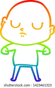 dibujo de una línea de gradiente de arco iris de un hombre calvo de dibujos animados