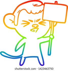 dibujo de la línea de gradiente del arco iris de un mono enojado