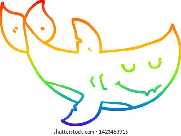 Regenbogengradientenzeichnung eines Cartoon-Hais