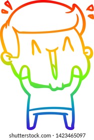 Regenbogen-Farbverlauf-Zeichnung eines Cartoons aufgeregt Mann