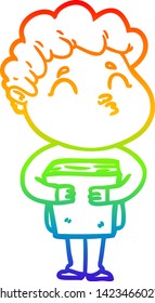 dibujo de una línea de gradiente de arcoiris de un hombre de dibujos animados